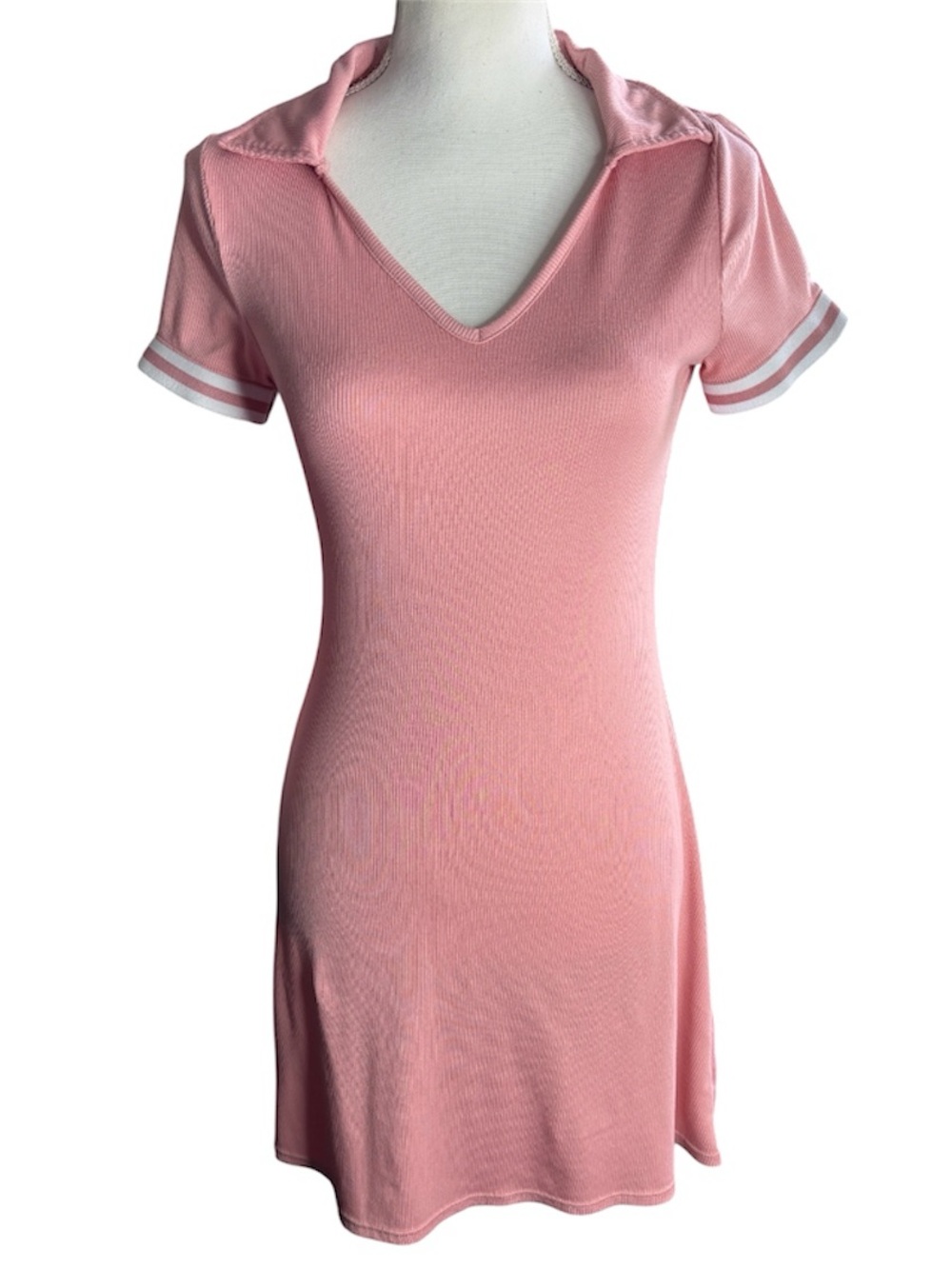 No Boundaries Juniors Contrast Sleeve Ribbed Polo Dress
